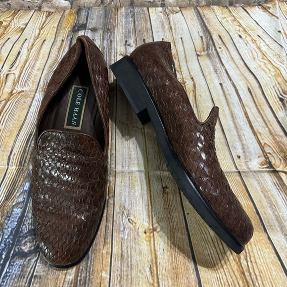 Cole Haan Enya Brown Leather Basket Weave Slip On Loafers Women’s Size 9.5 - Picture 1 of 5